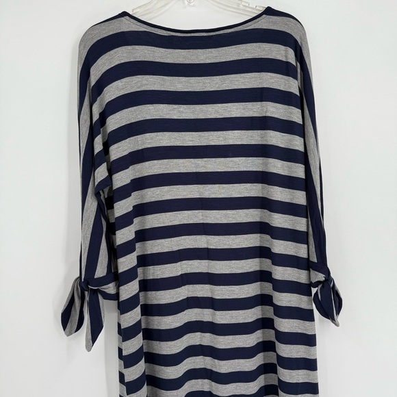 Soft Surroundings Adrift Dress Size M Women Shift Tie Cuffs Stripe NWT Blue Gray - Picture 11 of 12
